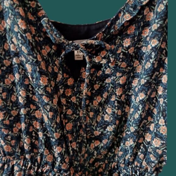 Cupcakes & Cashmere Azura Floral Ruffle Mini Dress Black & Peach Xsmall - Picture 10 of 16